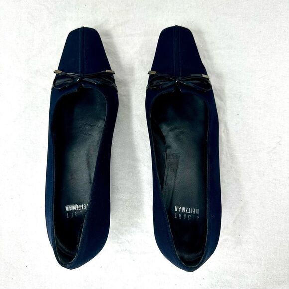 Stuart Weiztman Deep Blue Kitten Heel Loafers- Size 7W - Picture 7 of 14